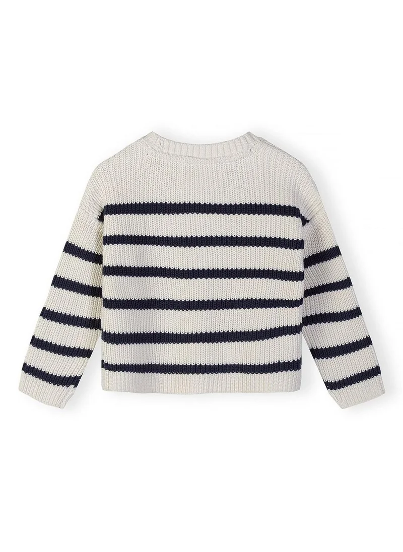 مينوتي Girls striped white and navy cardigan with embroidered strawberries 3m-7y